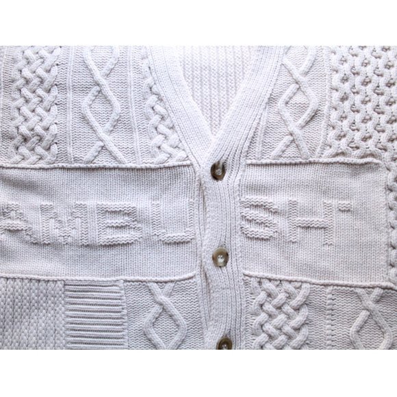 AMBUSH Patchwork Knit Logo Cardigan / Small / Birch Oversized Logo Mens - Picture 9 of 14